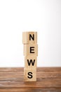 alphabet cubes making word news on wooden table, on white Royalty Free Stock Photo