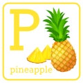 An alphabet with cute fruits, Letter P pineapple