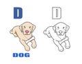 Alphabet D with drawing of dog cartoon pattern Royalty Free Stock Photo