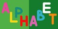 English alphabet for children education, word alphabet in uppercase. Cute kids colorful ABC alphabet in cartoon style, flashcard
