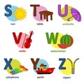 Alphabet english from S to Z