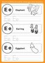 Alphabet exercise with cartoon vocabulary for coloring book