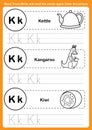 Alphabet exercise with cartoon vocabulary for coloring booki