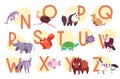 Alphabet with exotic animals, children abc vector illustration Royalty Free Stock Photo