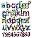 Alphabet and figures, cartoon Royalty Free Stock Photo