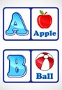 Alphabet flashcards for kids. Educational preschool learning ABC card with an element