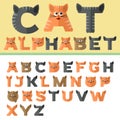 Alphabet in flat design, cats style