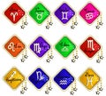 Zodiac signs. Astrology signs. Moon sign labels. Vedic chart symbols. Astrology sticker set. Celestial objects collection. Vector. Royalty Free Stock Photo