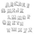 Alphabet font line - Vector illustration