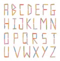 Alphabet font pencil school - Vector illustration