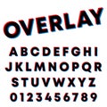Alphabet font template. Letters and numbers overlay design
