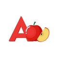 Alphabet Fruits Apple. Education for kid. Letter A Clip Art Vector Illustration.