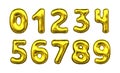 Alphabet. Gold foil balloon 3d numbers isolated on a white background with clipping path. 3d illustration