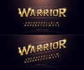 Alphabet golden metallic and effect designs for logo, Poster, Invitation. Exclusive Warrior Gold Letters Typography regular font Royalty Free Stock Photo