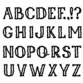 Alphabet. Grunge shakily line marker drawing decorative font. Hi