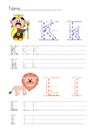 Alphabet handwriting K L