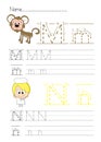 Alphabet handwriting M N Royalty Free Stock Photo