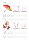 Alphabet handwriting U V Royalty Free Stock Photo