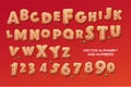 Alphabet holidays ginger cookie alphabet and numbers, isolated on red background Royalty Free Stock Photo