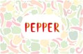 Alphabet Hot pepper font, vector illustration. Chili peppers shape letters