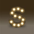 Alphabet Incandescent light bulb box set letter S, illustration Royalty Free Stock Photo