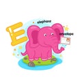 Alphabet Isolated Letter E-elephant-envelope Royalty Free Stock Photo