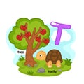 Alphabet Isolated Letter T-tree-turtle