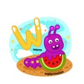 Alphabet Isolated Letter W-worm-watermelon