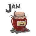 Alphabet J with jam on white