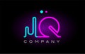 neon lights alphabet jq j q letter logo icon combination design Royalty Free Stock Photo