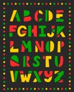 Alphabet of Junetenth Themes with Dots Frames and Black Background