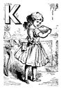 Alphabet K kept it vintage illustration