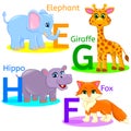 Alphabet kids animals EFGH