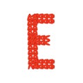 Alphabet knitted red letter on white background. Vector illustration.