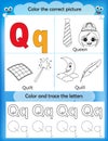 Alphabet learning and color letter Q Royalty Free Stock Photo