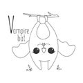 Alphabet letter animals children illustration bat vampire sketch