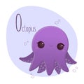 Alphabet letter animals children illustration octopus fish Royalty Free Stock Photo