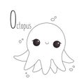 Alphabet letter animals children illustration octopus. fish sketch Royalty Free Stock Photo