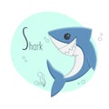 Alphabet letter animals children illustration shark fish sketch