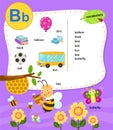 Alphabet Letter B education vocabulary illustration Royalty Free Stock Photo