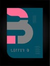 Alphabet letter B pink blue black logo icon flyer brochure poster pamphlet cover design layout