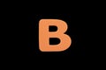 Alphabet letter B symbol of sponge rubber isolated on black background