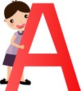 Alphabet letter A (boy) Royalty Free Stock Photo