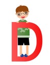 Alphabet letter D(boy) Royalty Free Stock Photo
