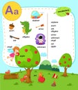 Alphabet Letter A education vocabulary illustration Royalty Free Stock Photo