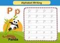 Alphabet Letter exercise P-Panda with cartoon vocabulary