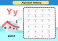 Alphabet Letter exercise Y-Yacht with cartoon vocabulary Royalty Free Stock Photo