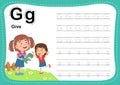 Alphabet Letter G - Give exercise with cut girl vocabulary Royalty Free Stock Photo