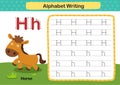 Alphabet Letter H-Horse exercise with cartoon vocabulary