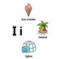 Alphabet Letter I-ice cream,island,igloo